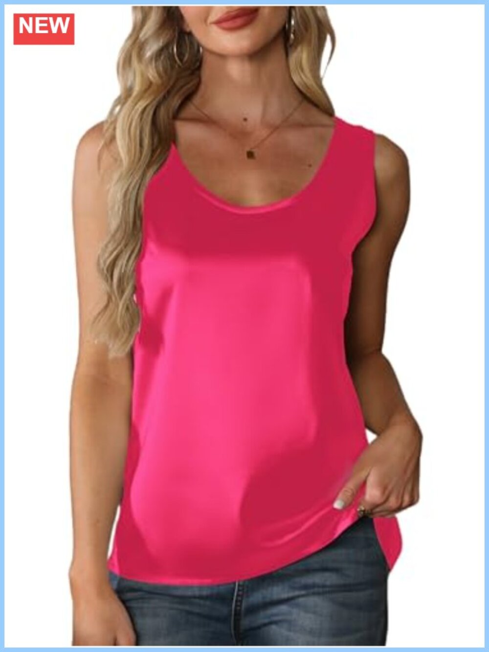 Silk Satin Tank Top Sleeveless Camisole Dressy Casual Summer Blouse